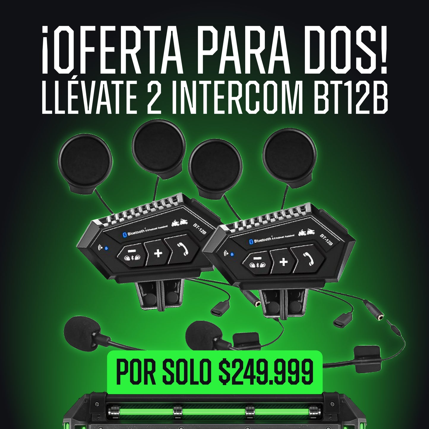 🏍️🔊 ¡Comunícate, Rueda y Disfruta al Máximo con el Intercom BT12B! + ENVIO GRATIS 🚚 y Pago Contraentrega en tu casa🔥